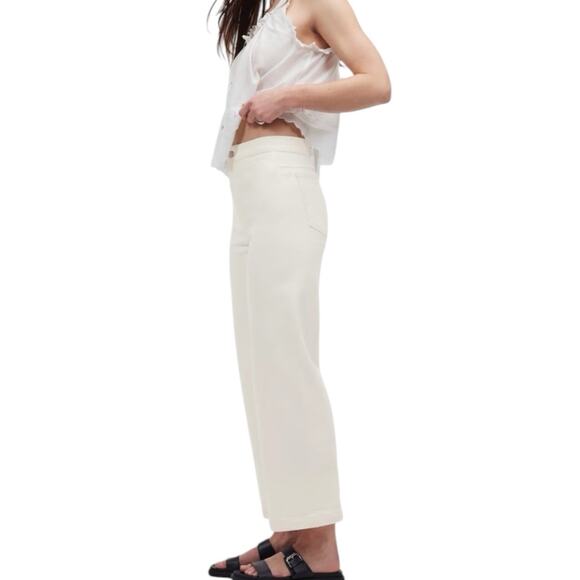 NWT Madewell Emmett Wide Leg Cropped Welt Pocket White Jeans Size 33 - Picture 2 of 12